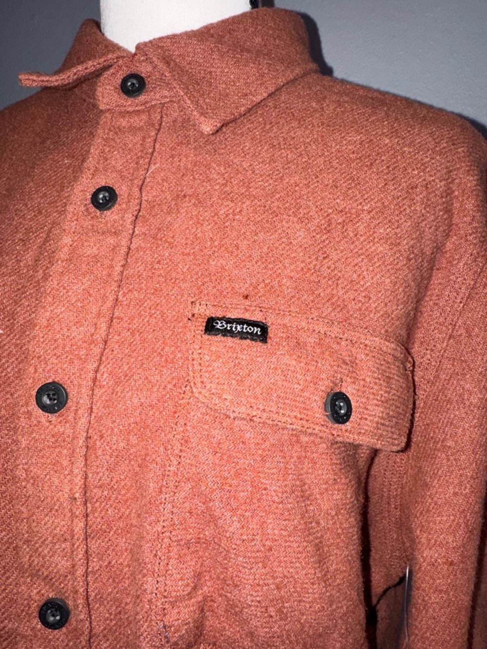 Brixton Rust Orange Button-Front Shacket with Chest Pockets - Picture 7 of 14